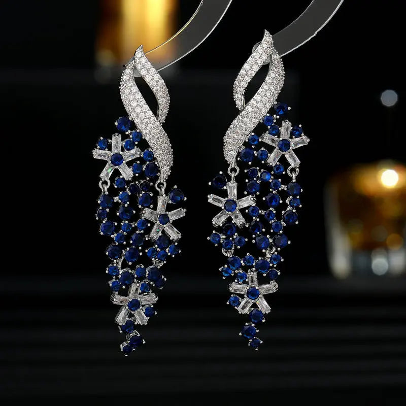 SUYU Fashion Dress Paired With Earrings Exaggerates The Grandeur Of Heavy Industry Earrings blue