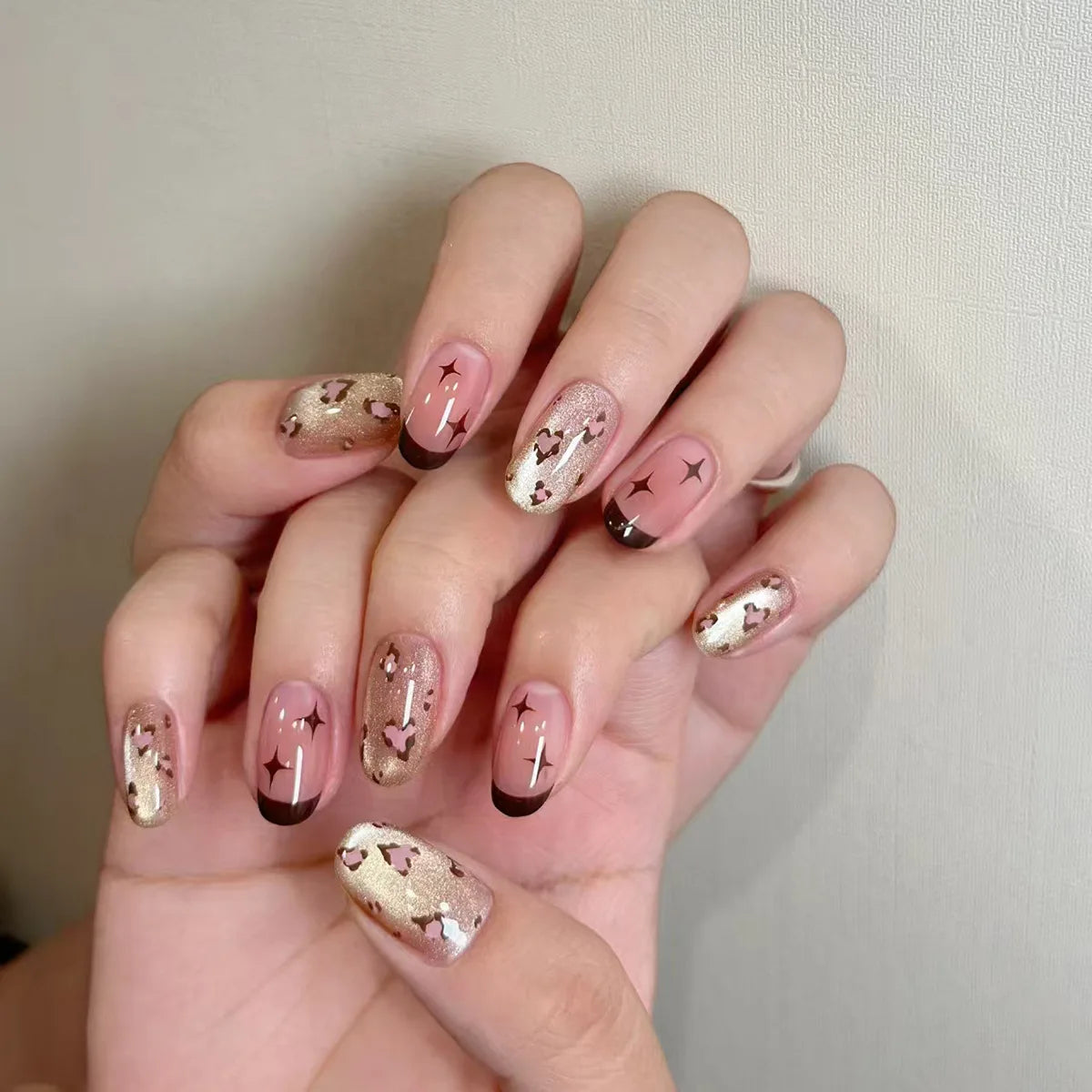 24pcs/30pcs/set fake nails for women cat eyes french nail tips purple red green brown color faux ongles press on false nail art 1896