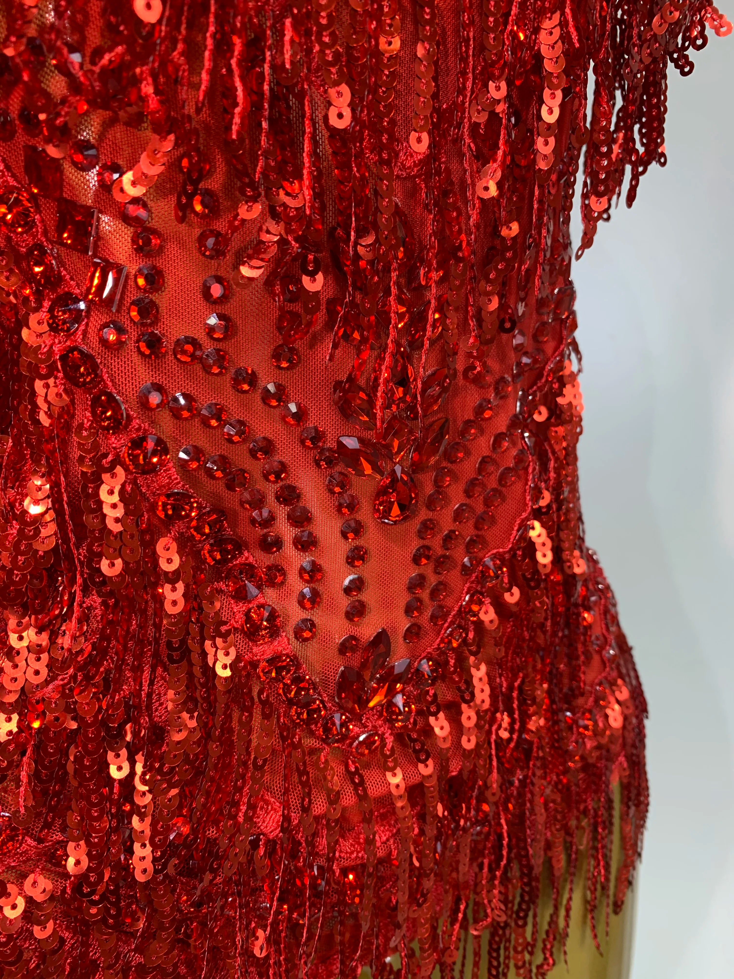 Sparkly Rhinestone Tassel Sexy Backless Mesh Bodysuit Women Luxury Birthday Party Nightclub Bar Dencer Stage performance Costume