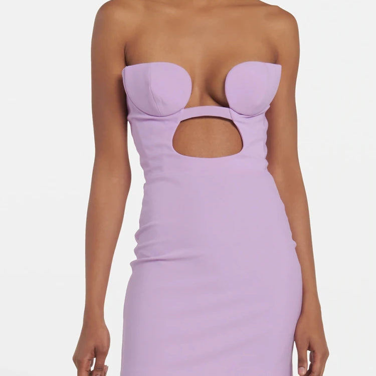 Sexy Strapless Mini Dress Women Chic Classy Hollow Out Ring Sleeveless Bodycon Bandage Dress Summer 2023 Trendy