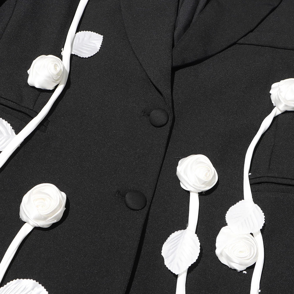 Hit Color Spliced Appliques Fashion Jackets for Women Lapel Long Sleeves Patchwork Single Breasted Jacket Female