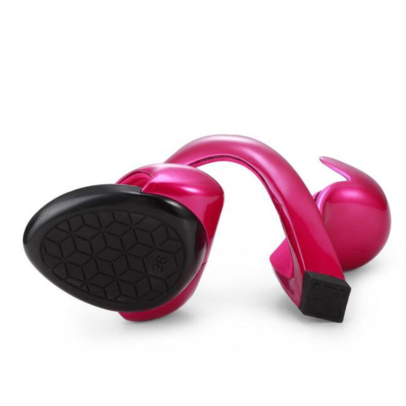 Women Open The Toe Cut Out Strange 9CM High Heels Gladiator Sandals Fashion Sexy Bling Snake Shape Bottomless Shoes