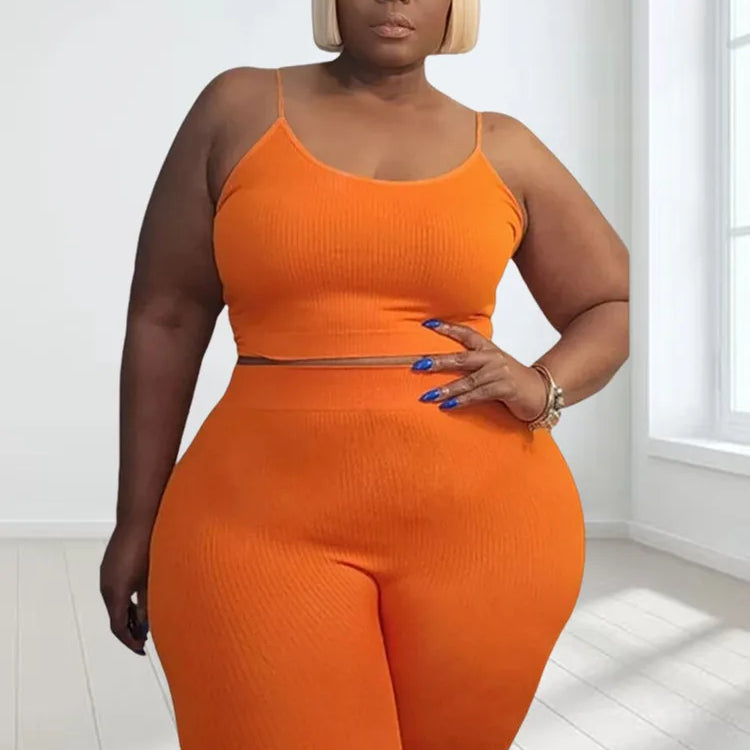 Wmstar Plus Size Shorts Sets Vest Crop Top and Pants Matching Set Casual Cycle Bike Outfits Two Piece Set Wholesale Dropshipping