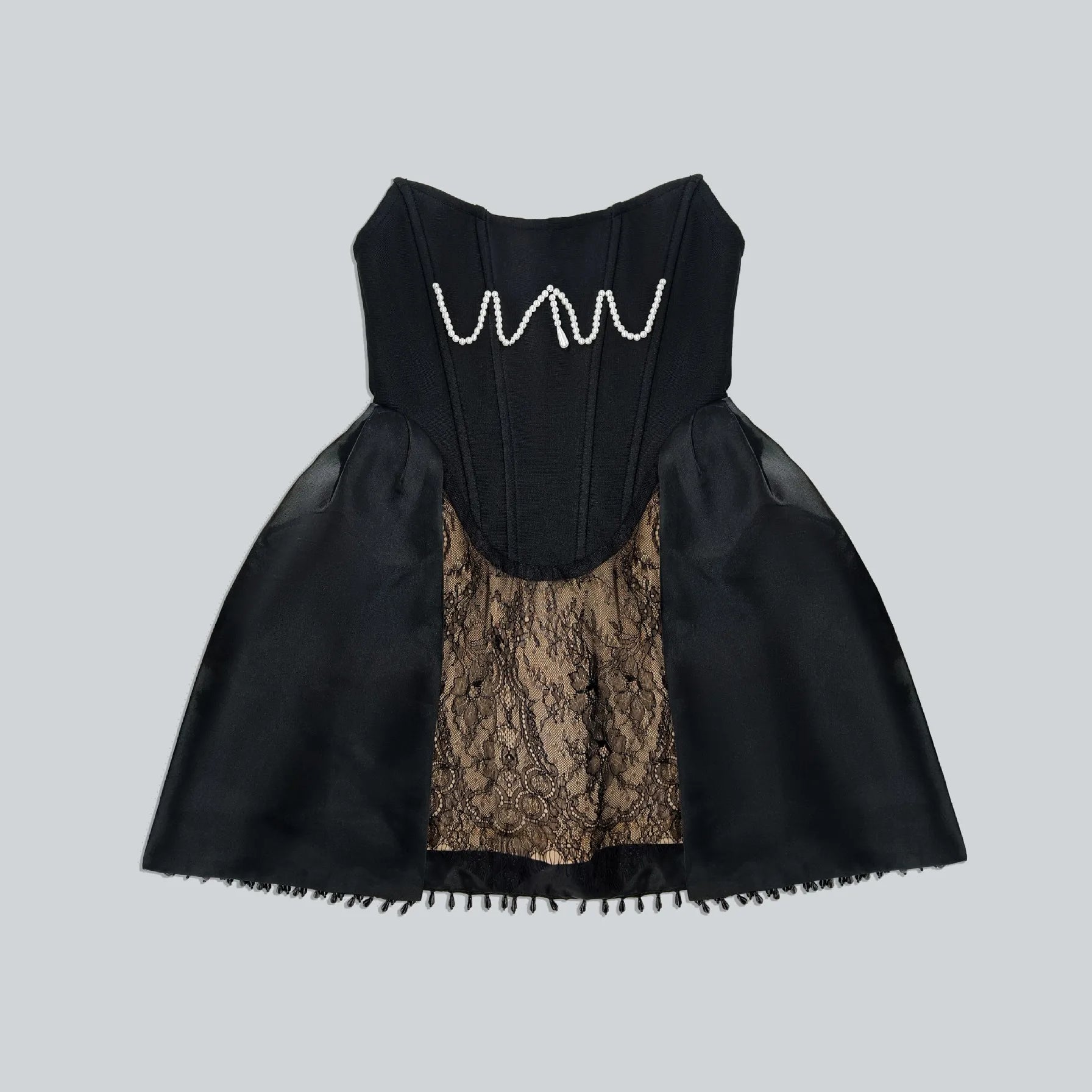 Black White Color Women Sexy Strapless Shinning Diamond Lace A-line Mini Dress Birthday Party Cute Girls'Phot Shoot Dress black