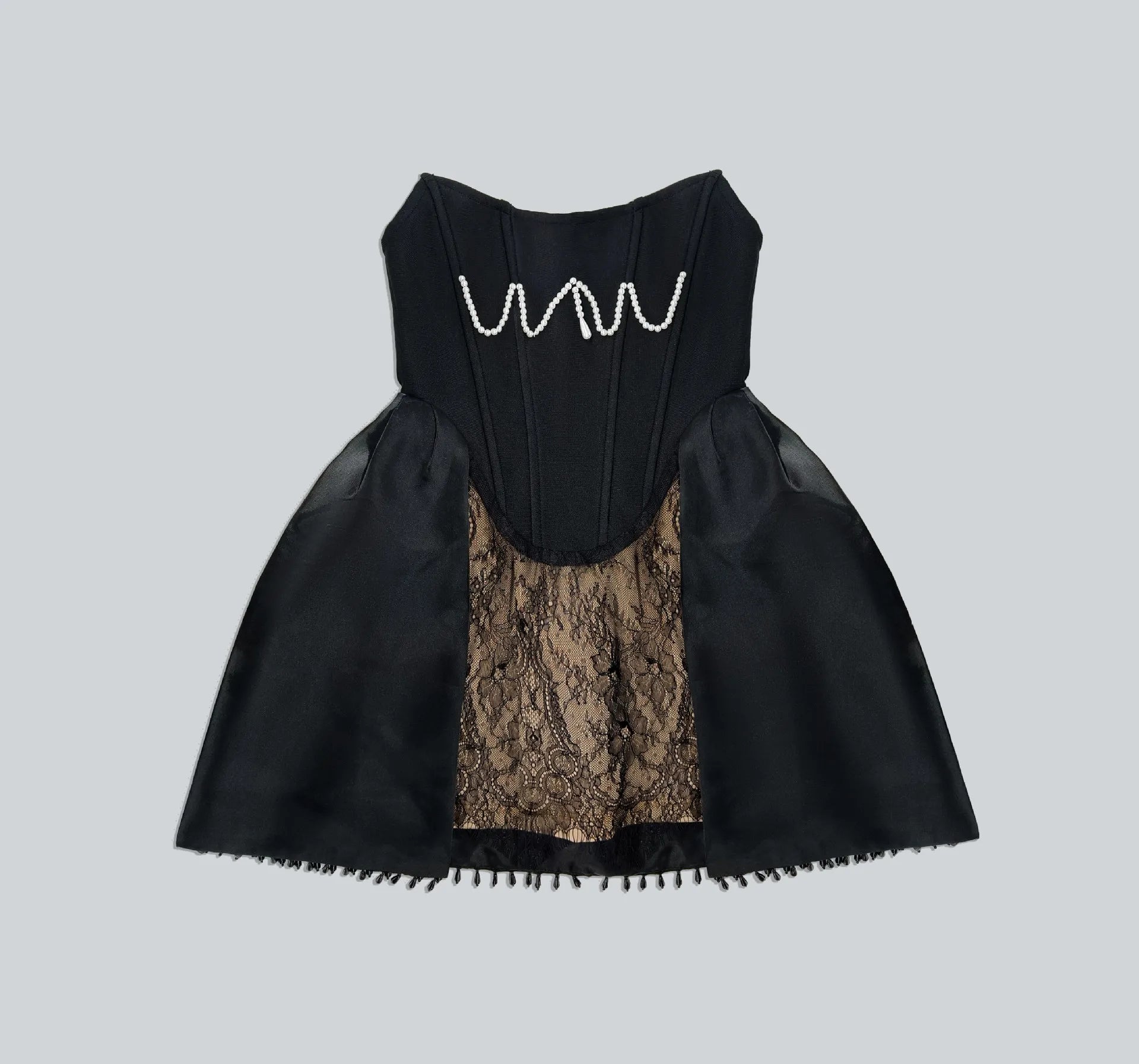 Black White Color Women Sexy Strapless Shinning Diamond Lace A-line Mini Dress Birthday Party Cute Girls'Phot Shoot Dress black