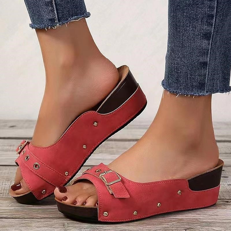 Women Sandals 2024 Fashion Heels Shoes For Women Summer Sandals Slip On Wedges Zapatos Mujer Outdoor Slippers Platform Sandals