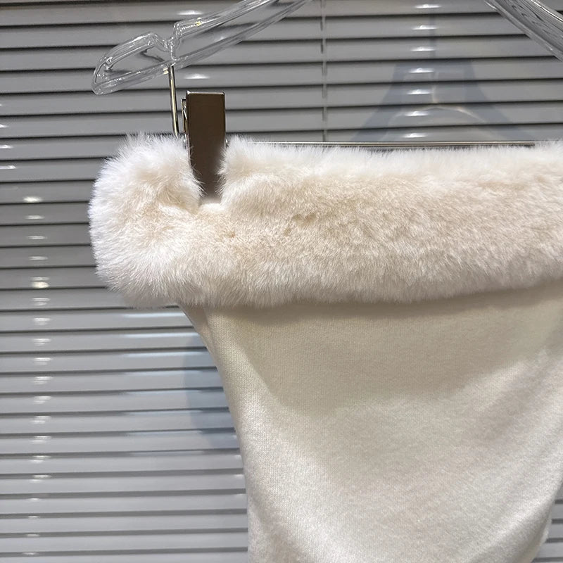 Winter New fashion Sweet Frayed Edge Knitted Tank Top Vest For Women Solid Color Puff Shorts Female Trend 11A07860