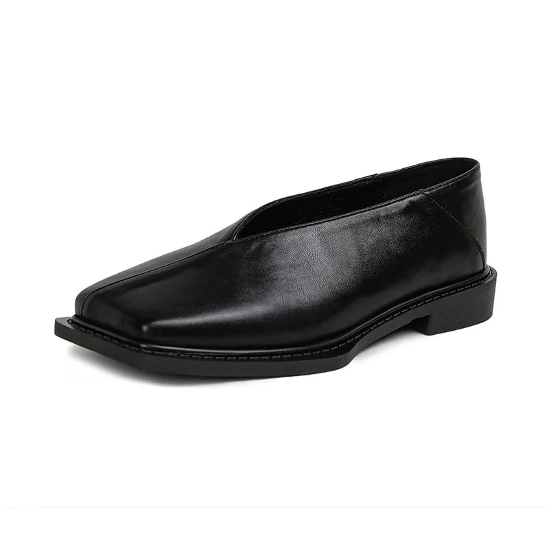 New spring women's outerwear shoes Square toe design Mary Jane shoes Women's casual low-heeled shoes Work boat shoes 41-43 black