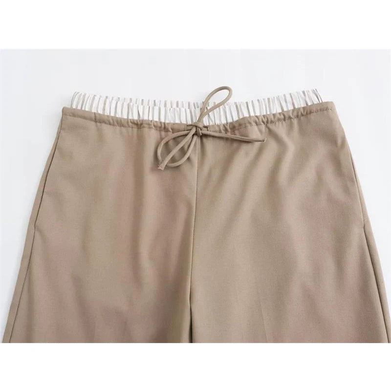 Women's Pants Set Summer New 2-piece Set Slim V-Necked Elastic Waist Pants Suit Chic Street Leisure Holiday Suit