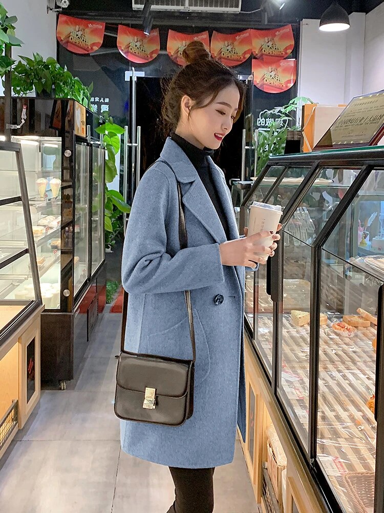Winter Jackets for Women 2024 Autumn Korean Fashion Loose Mid-length Trench Coat Vintage Thick Suit Women's Clothing Outerwears