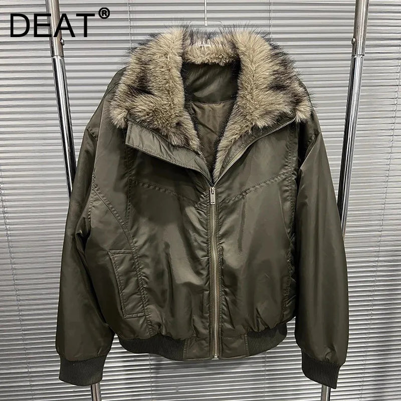 Autumn Winter New Fur Collar Cotton-padded Jacket For Women Loose Casual Short Warm Coat Female Trend 11A07564