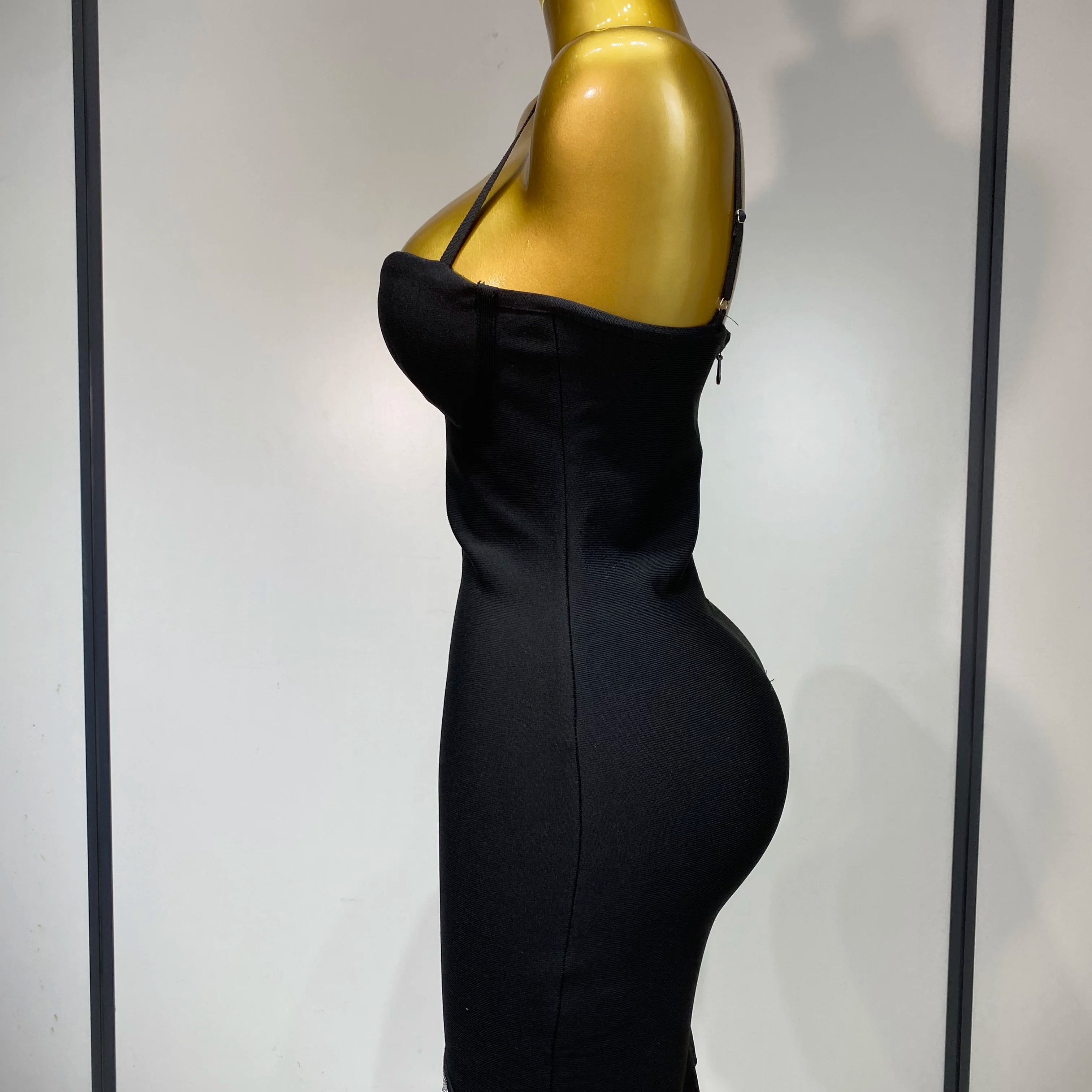 Women Fashion Sexy Backless Halter Black Midi Bodycon Bandage Dress 2025 Elegant Evening Club Luxury Birthday Party Dresses