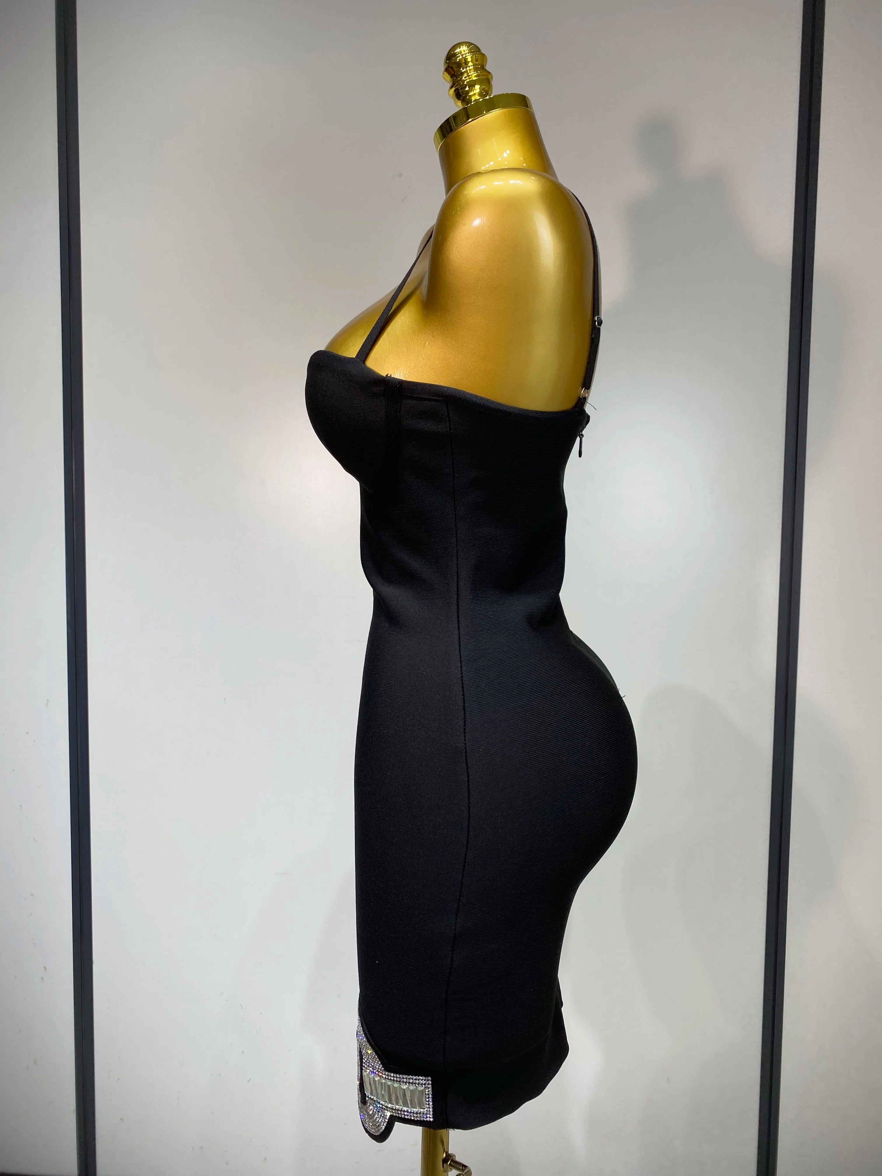 Women Fashion Sexy Backless Halter Black Midi Bodycon Bandage Dress 2025 Elegant Evening Club Luxury Birthday Party Dresses