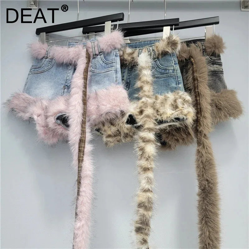 Autumn Winter New Style Design Denim Low Waist Fashion Versatile Frayed Shorts For Women Vintage Short Pants 11A07792