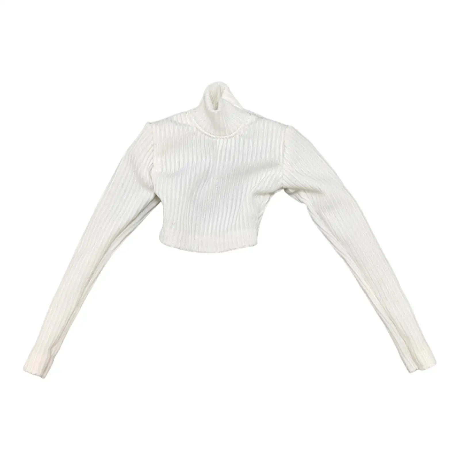 1:6 Scale Womans Crop Tops Turtleneck Thin Sweater Action Figure Clothes for 12'' Female Action Figure Dress up Accessories WHITE