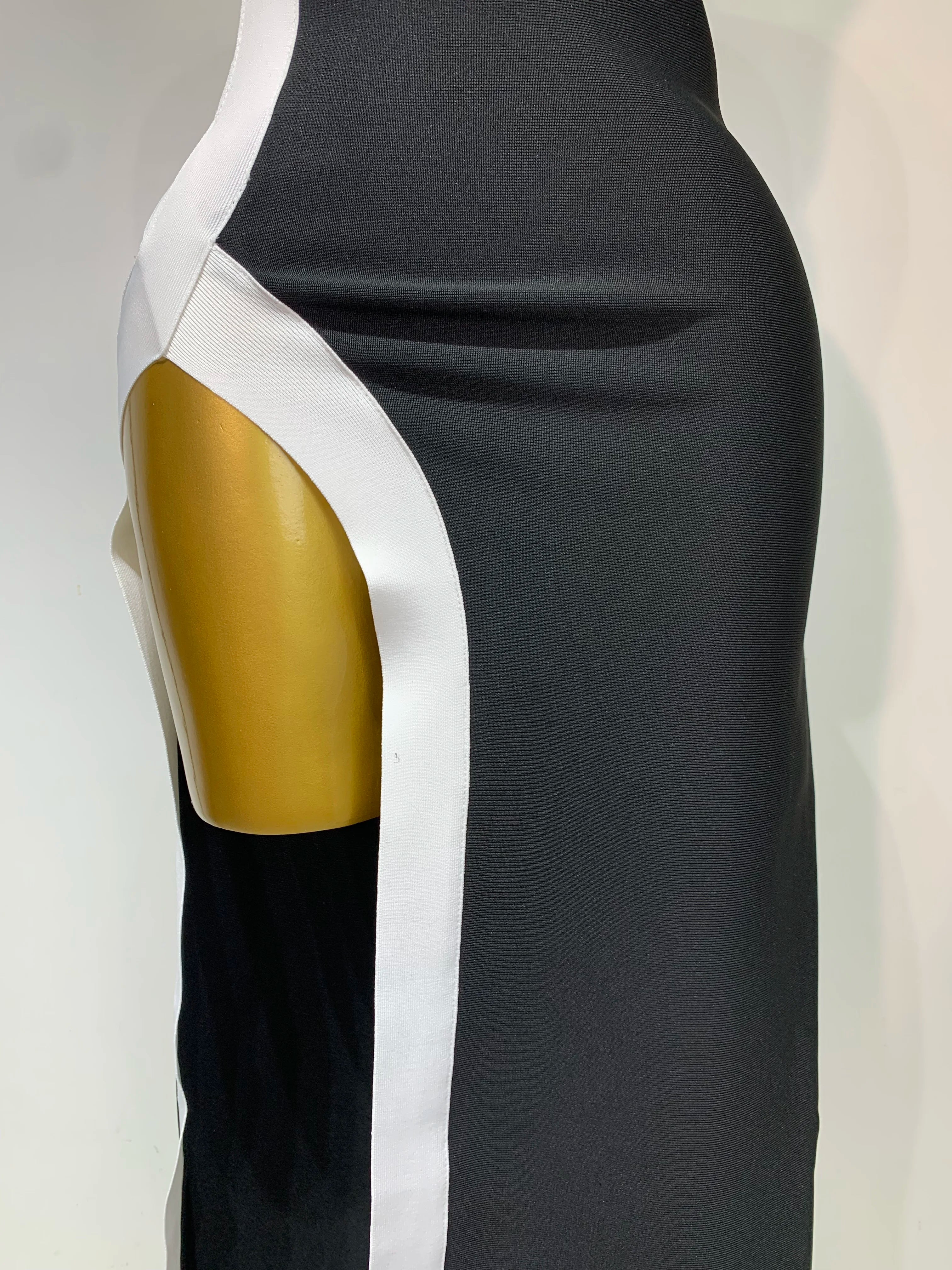 Women Sexy One Shoulder Split Black White Patchwork Bandage Bodycon Dress 2025 Celebrity Elegant Evening Party Birthday Outfit