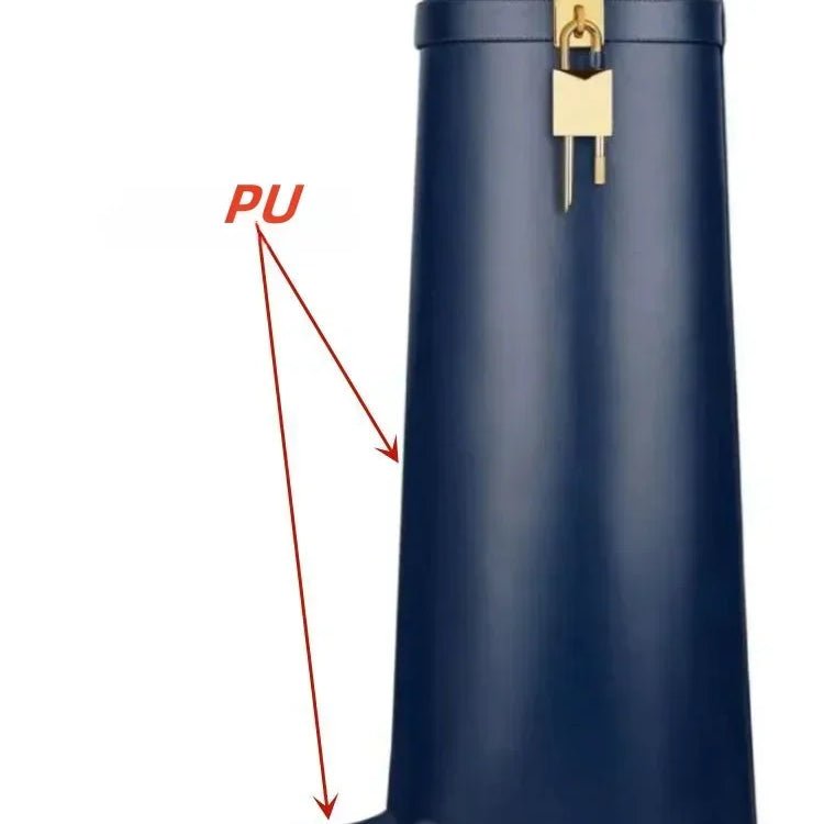 European and American Metal Lock Fasteners for High Tube Skirts, Boot Slopes, Leg Sleeves, Knee Length Boots, Platform Boots blue PU