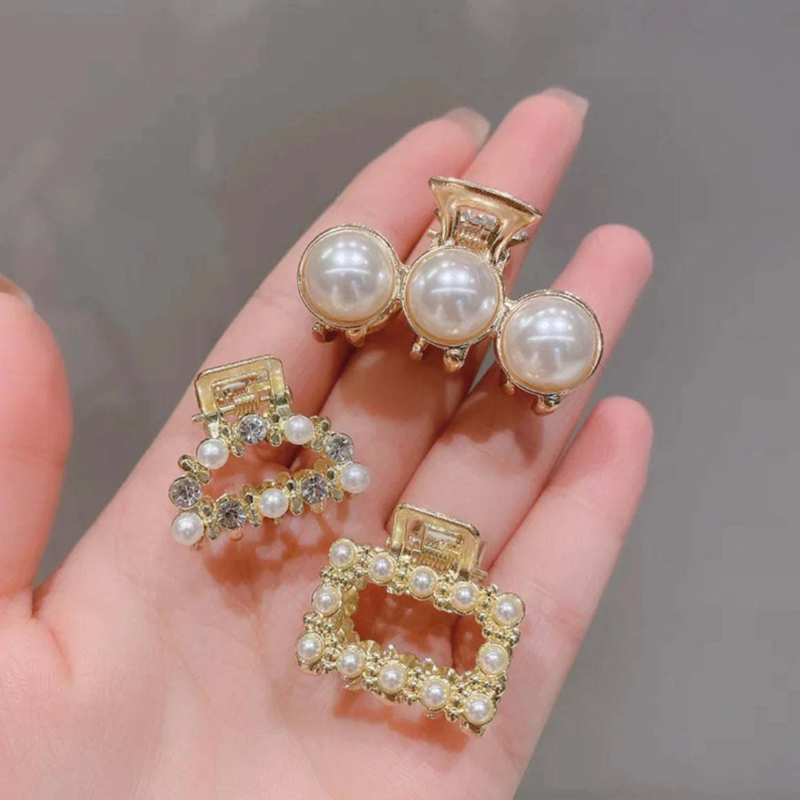 Mini Pearl Hair Claws Clips for Women Elegant Rhinestone Headwear Hairpins Hair Crab Barrettes Hair Accessories for Women 3pcs 5 One Size