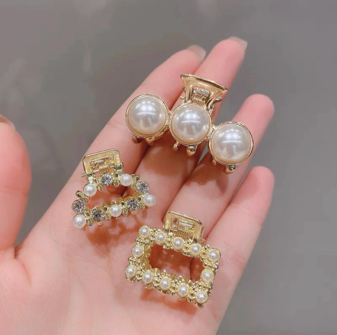 Mini Pearl Hair Claws Clips for Women Elegant Rhinestone Headwear Hairpins Hair Crab Barrettes Hair Accessories for Women 3pcs 5 One Size