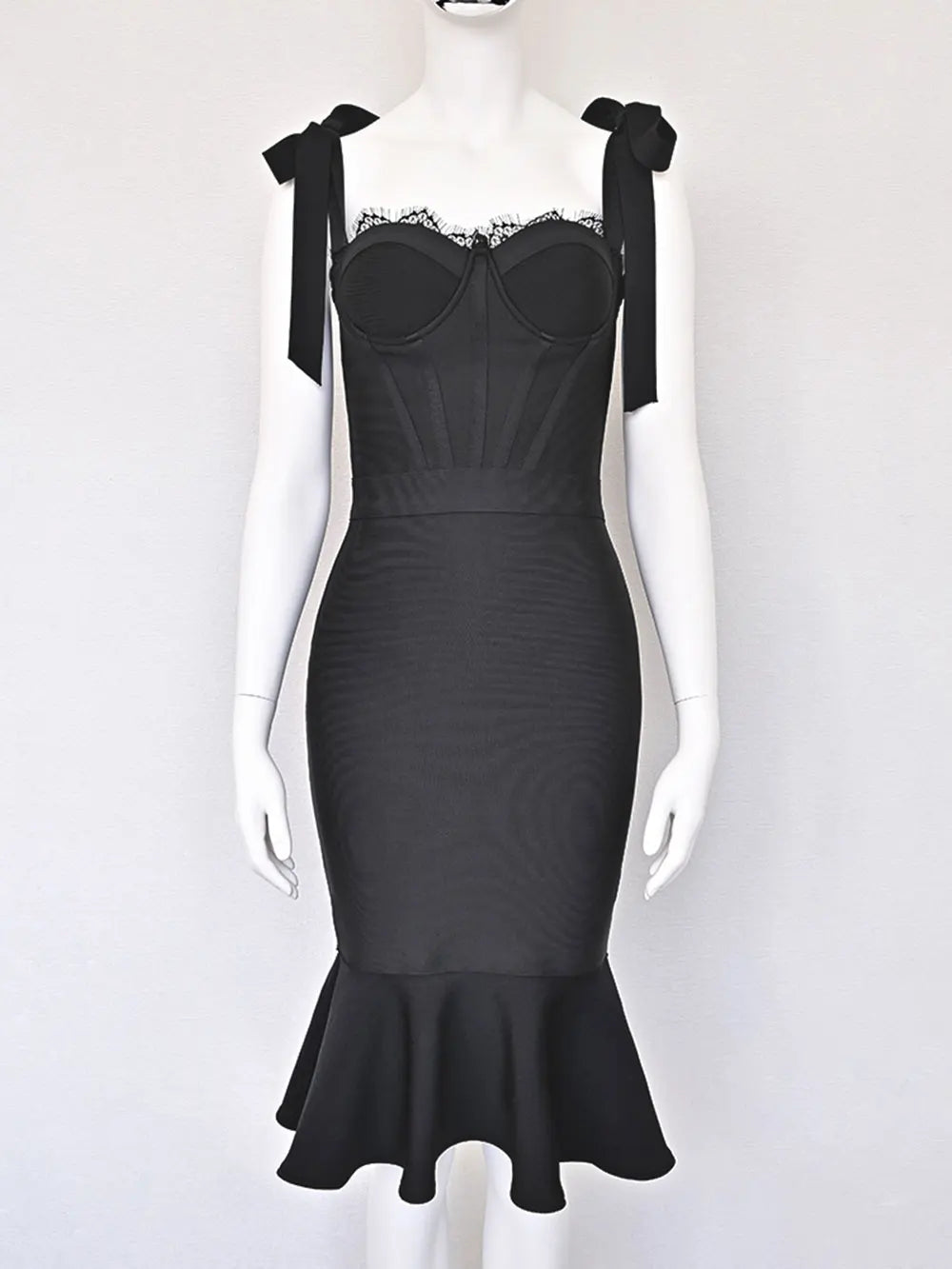 Sexy Women'S Lace Patchwork Bandage Dress Spaghetti Strap Lace Up Sleeveless Bodycon Backless Midi Dress Evening Party Vestidos