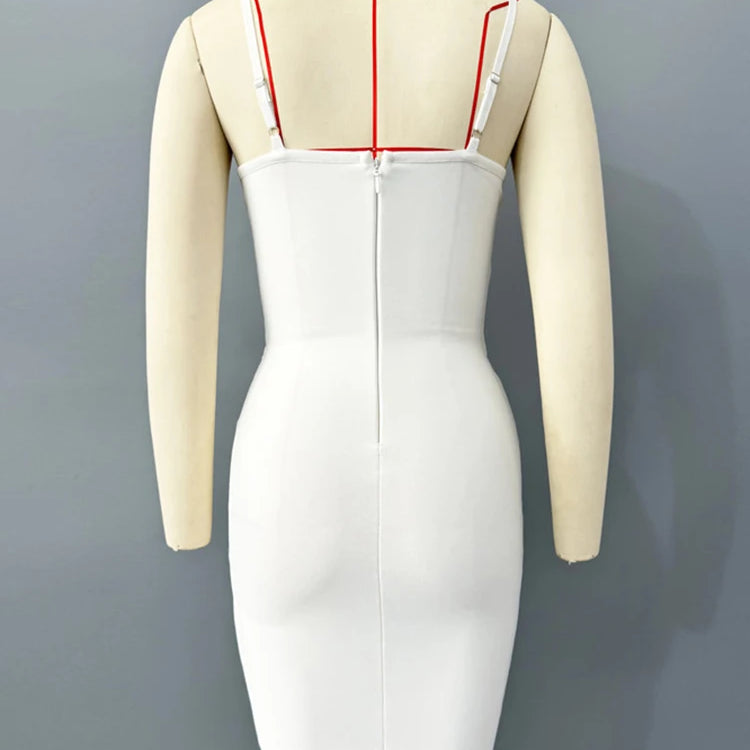 Luxurious White Strappy Sleeveless Dress with Crystal Details for Galas Evening Wedding Gown