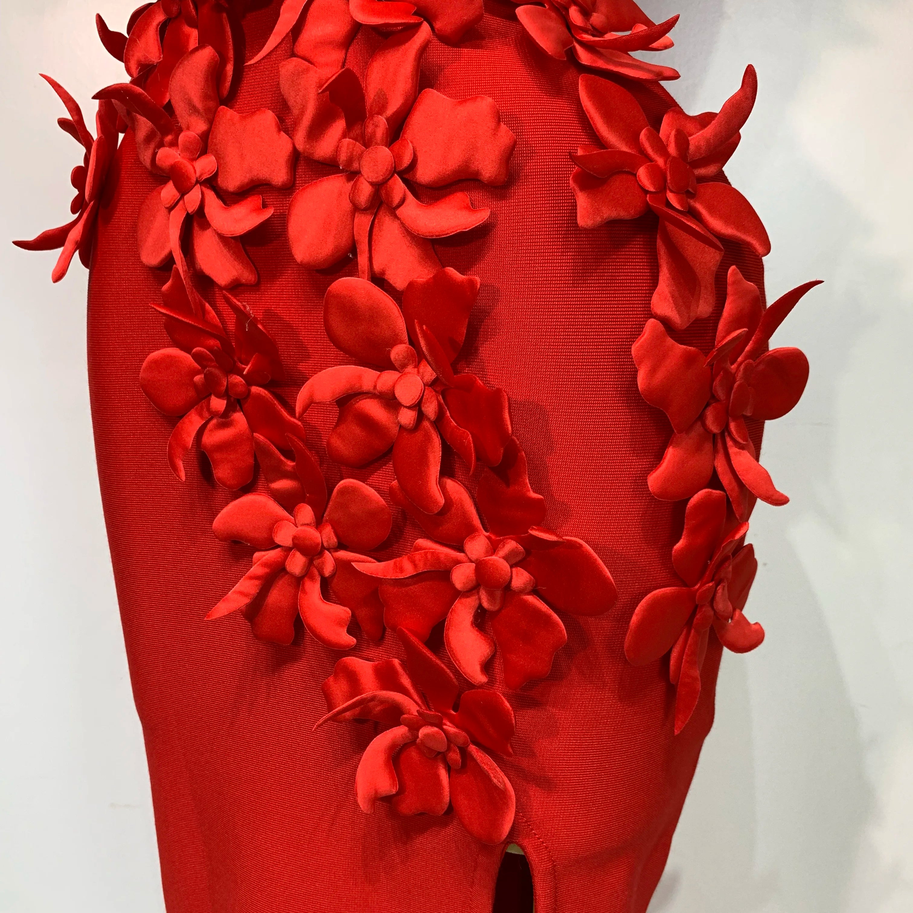 Women Sexy Sleeveless Flower Hollow Out Evening Party Bandage Dresses Red Knitted Bodycon Birthday Wedding Guest Clothing