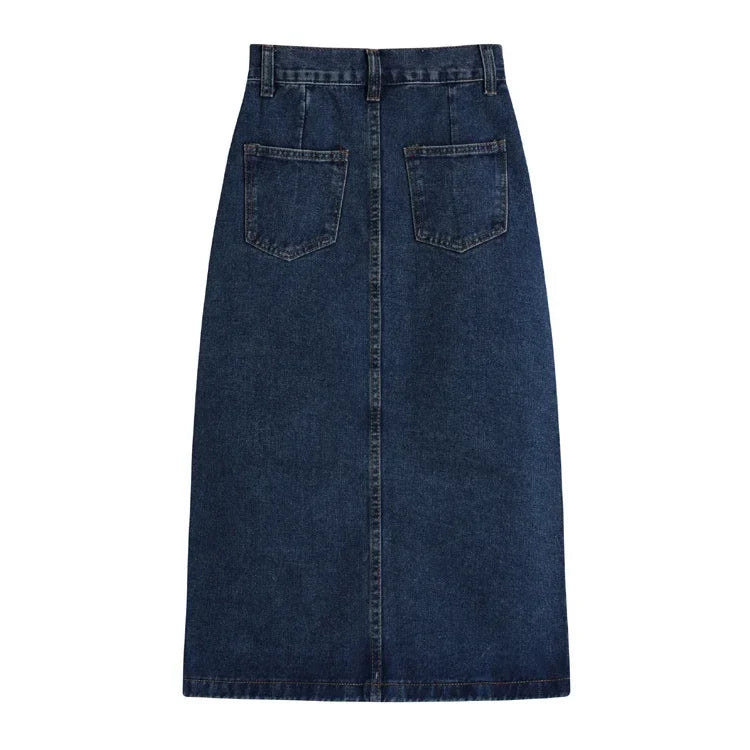 High Waist Slim Slit Buttocks Wrapped Denim Skirt Women All Reason Office Lady Casual Midi Jeans Skirts Female Cheap Wholesale