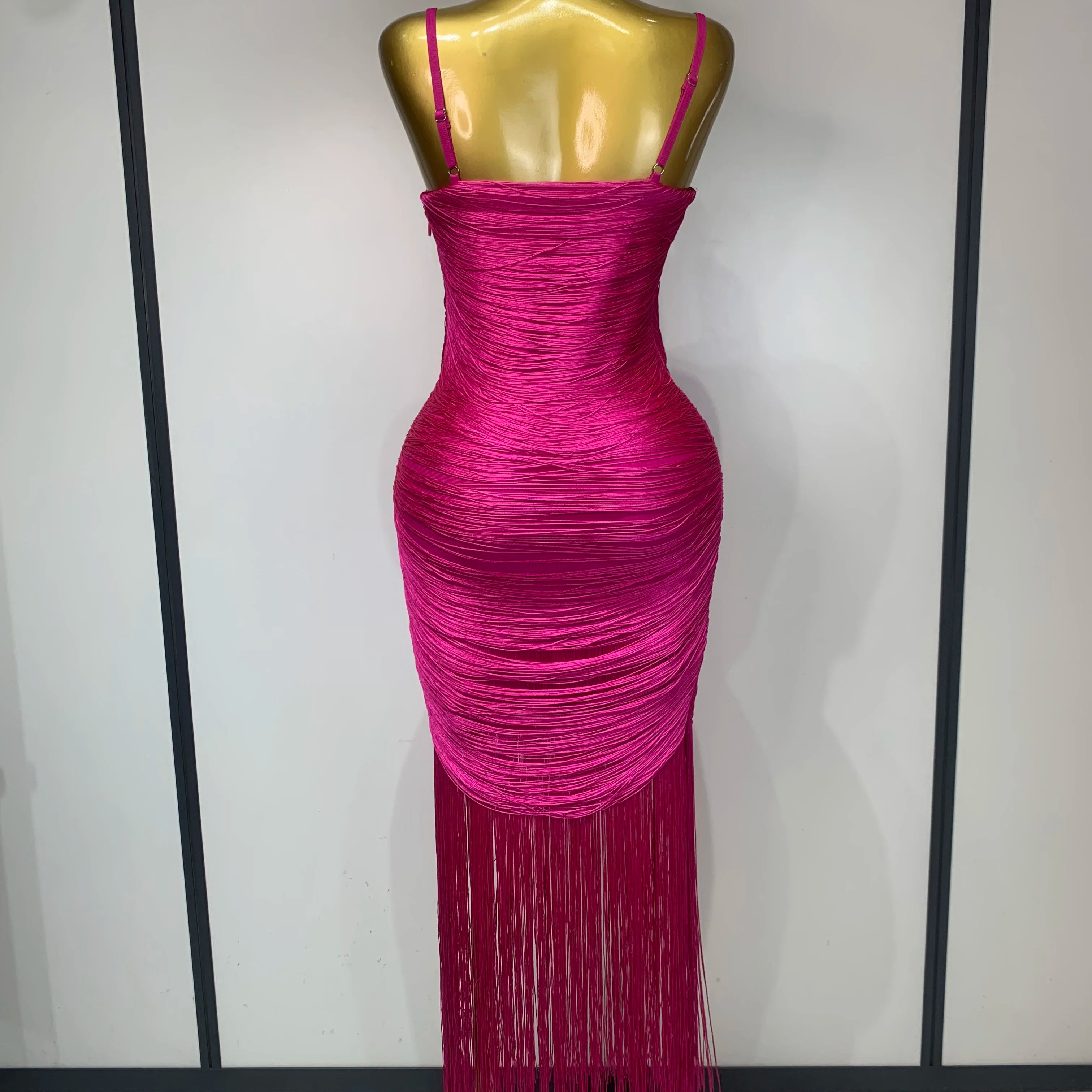 Women Sexy Backless Tassel Bodycon Bandage Dresses Celebrity Elegant Evening Party Nightclub Luxury Birthday Party Outfit ﻿
