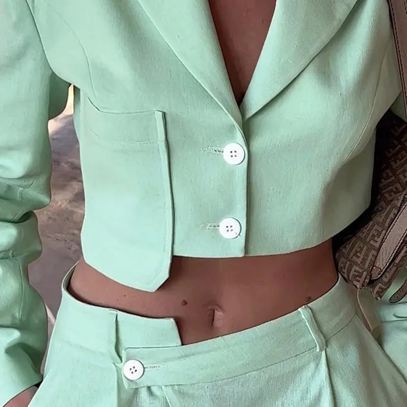 Women Two Piece Set Fashion Lapel Long Sleeve Single Raw Button Top Casual Loose Pants The Suit Sets High Streetwear