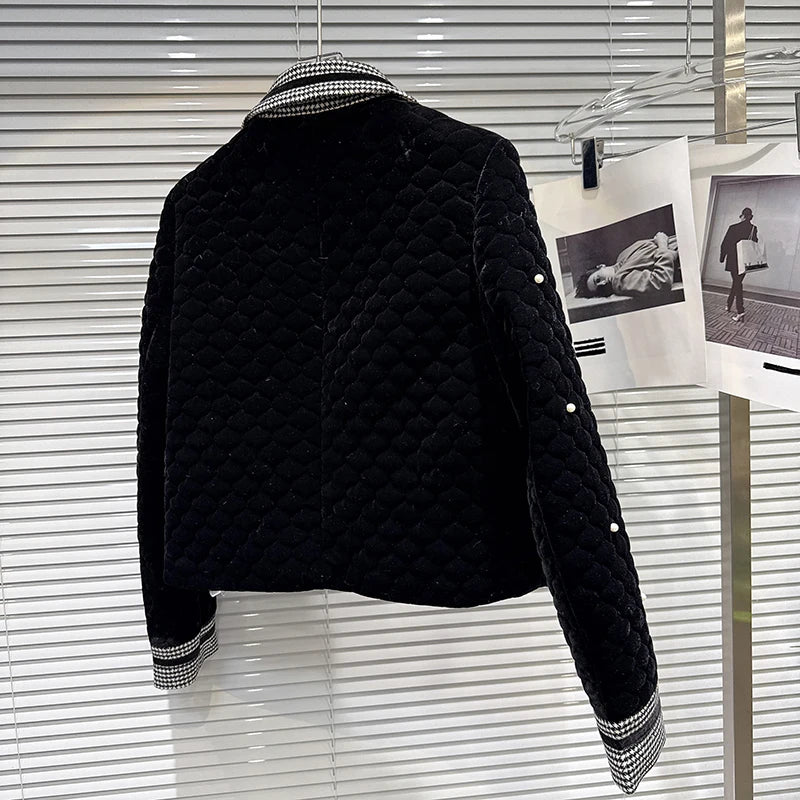 Winter New Fashion Elegant High-end Two-pieces Set For Women Velvet Cotton Inner Short Coat A-line Skirts 11A07777