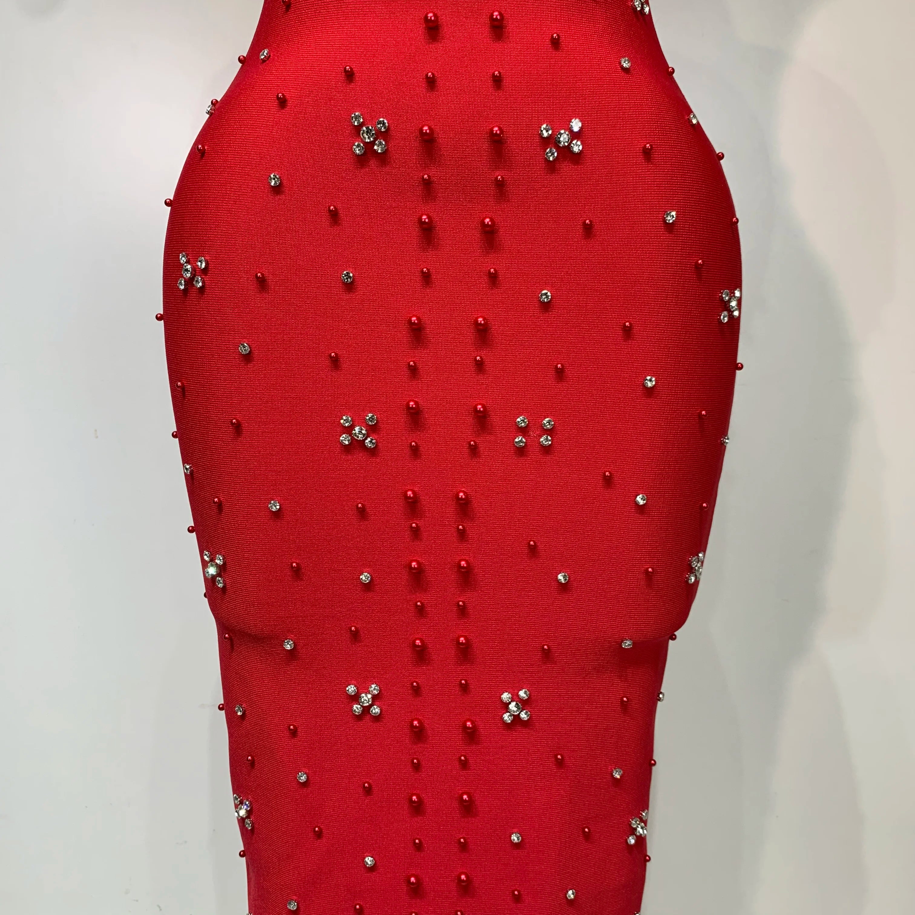 Women Sexy Halter Backless Shiny Rhinestone Pearl Bodycon Bandage Dress Celebirty Elegant Evening Party Luxury Birthday Dress