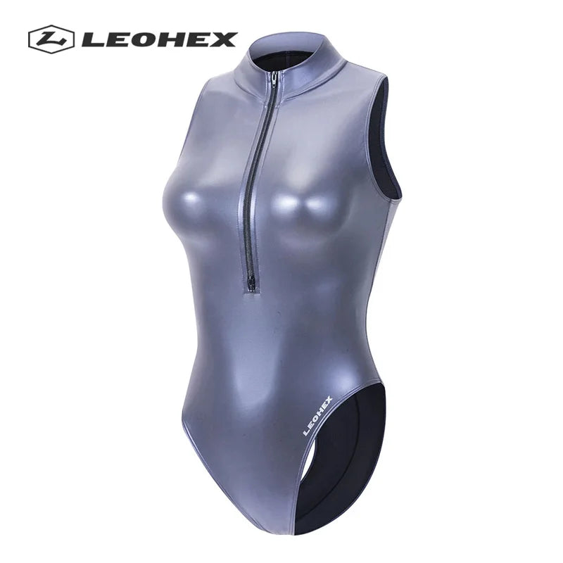 LEOHEX Sexy Matte Black Leotards Sleeveless Bodysuit High Cut One Piece Swimwear Women Swimsuits Japanese Bathing Suits PURPLE