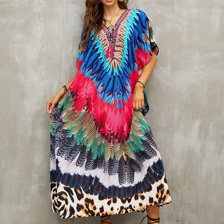 Plus Size Beach Cover Up Robe Plage Pareo Long Dress Summer Beachwear Swimsuit Cover Up Tunic For Beach Kaftan Dress Color 28 One Size