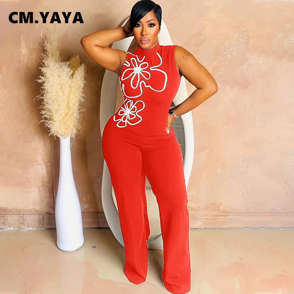 Fashion Women Sunflower Sleeveless Tank Jumpsuits 2025 Summer Street Birthday Sexy Party Outfits One Piece Suit Rompers