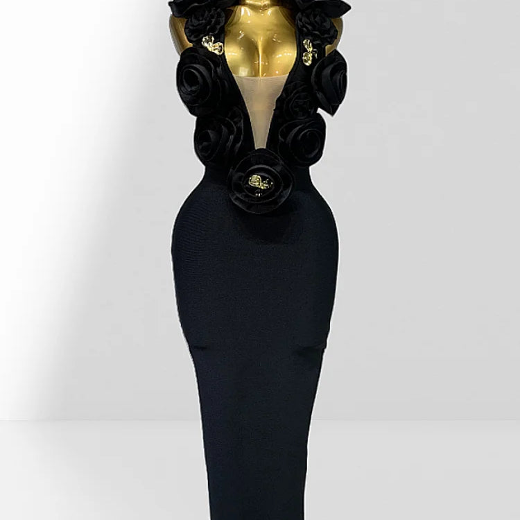 Red And Black Sexy Plow Cut Package Hip Floor Length Dress Graceful Woman Party Dress Cocktail Party Outfit black