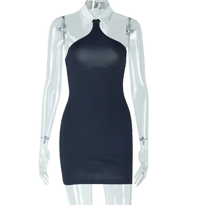 Women Sleeveless Off Shoulder Mini Dress 2025 Summer Backless Sexy Birthday Evening Night Party Vestidos Dresses Black