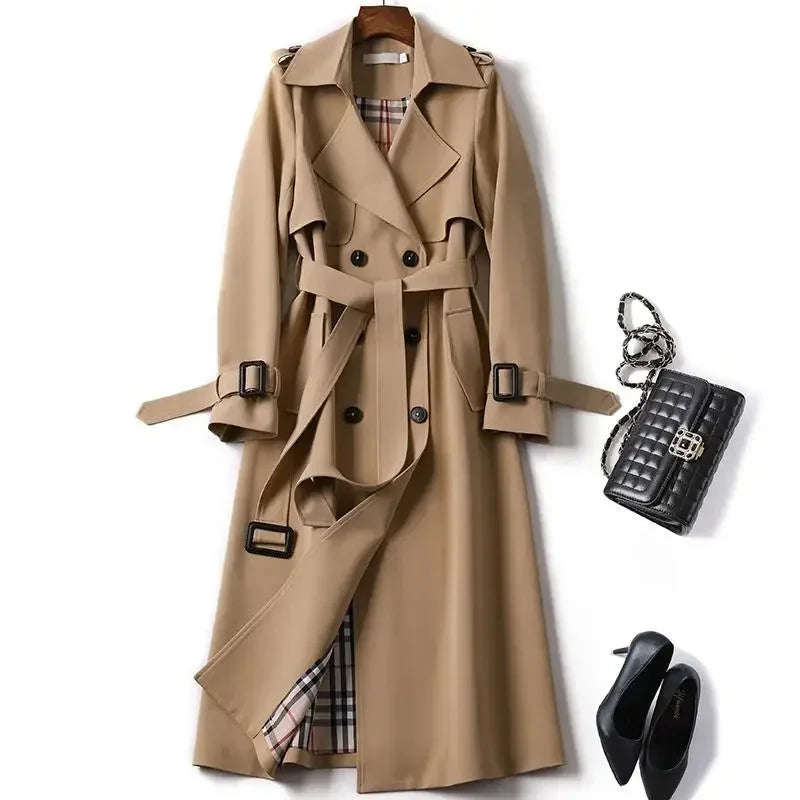 Autumn Elegant Long Women Trench Lace Up Waist Casual Solid V Neck Overcoat Plus Size Long Sleeve Windbreaker Female Trench 1 5