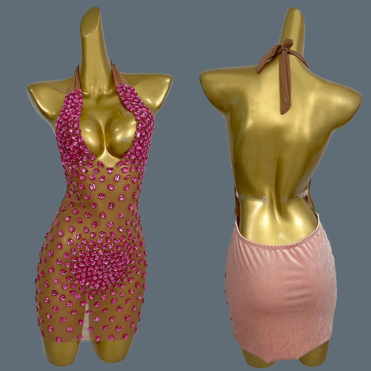 Women Deep V Neck Ultra Short Dress Club Fashion Sexy See Through Mesh Mini Dress Birthday Party Photo Hot Girls Outfit Baoshi Pink One Size