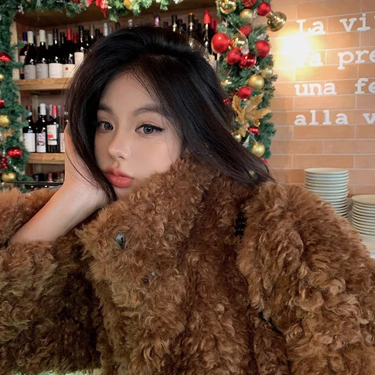 Winter Long Loose Casual Soft Thick Warm Fluffy Black Faux Fur Coat Women Stand Collar Hairy Furry Fuzzy Overcoat 2023