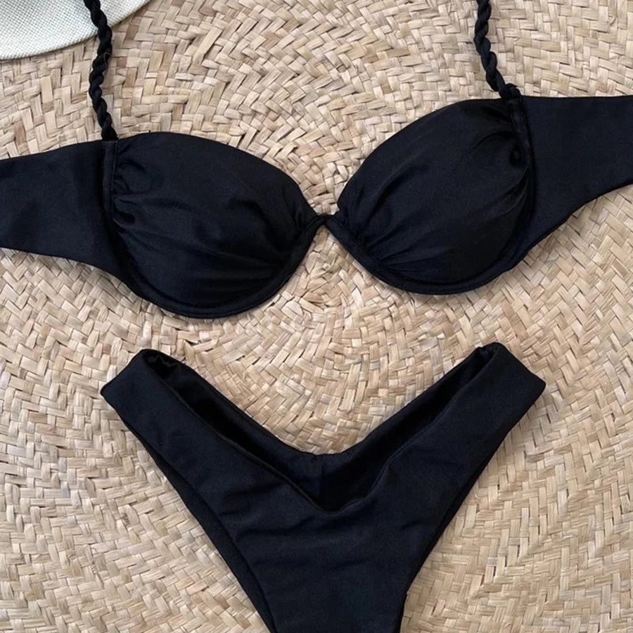 Push Up Bikini Sexy Women Bar Swimsuit Female Swimwear Bikini Set Brazilian Biquini Swimming Suit White Shiny Beachwear 7753 NO 2