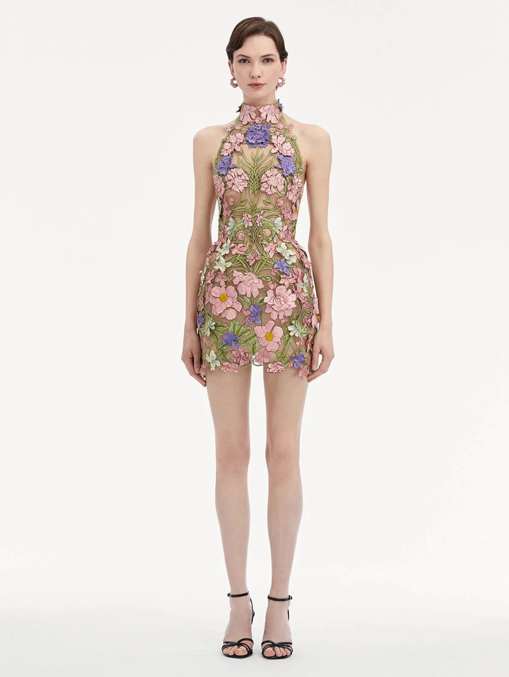 2025 Women Sexy Halter Backless Embroidery Bodycon Mini Dress Celebrate Birthday Party Girls' Vacation Dress