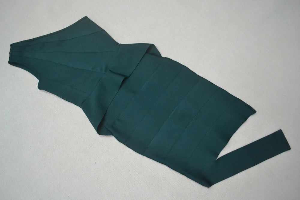 Darkgreen Color Women Sexy One Shoulder Ruffles Bodycon Mini Bandage Dress Office Lady Celebrate Evening Party Outfit Vestido