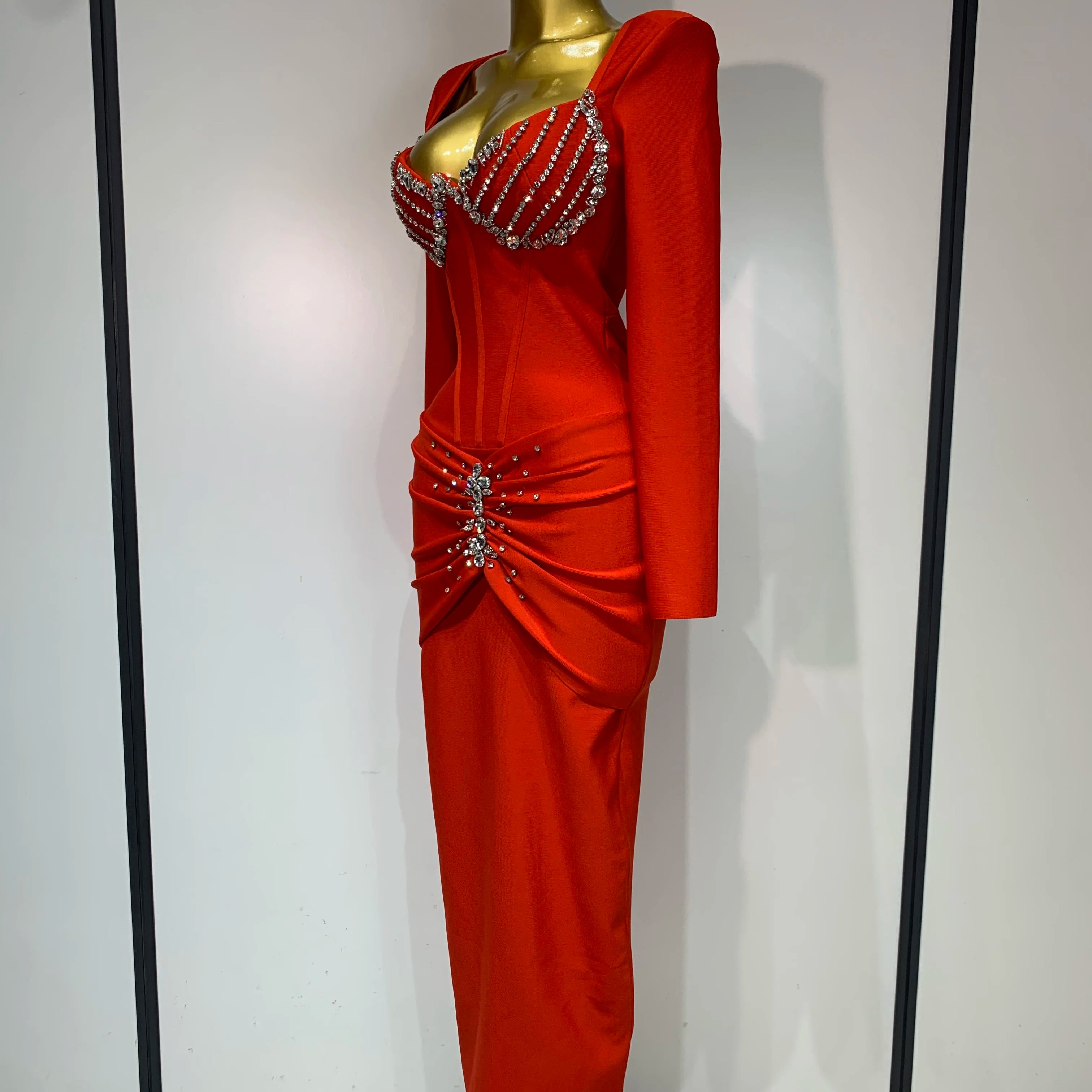 Women Sexy Luxury Sparkly Diamond Bandage Long Sleeve Bodycon Dress 2025 Celebrity Elegant Evening Club Pary Birthday Dresses