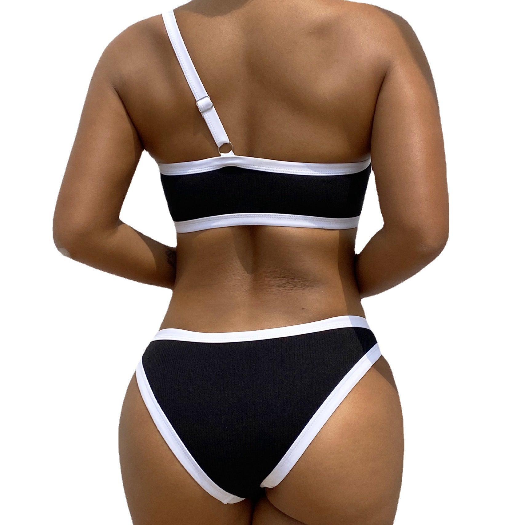 Single Shoulder Strap Sexy Tight Bikini Swimsuit