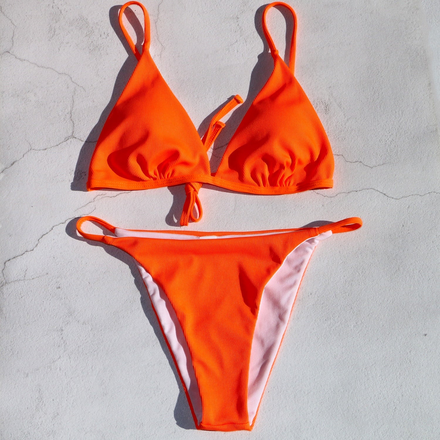 bikinis set swim new 2024 swimwear wire free swimming women swimwear Neon green low waist orange hot bikini swimsuit Orange