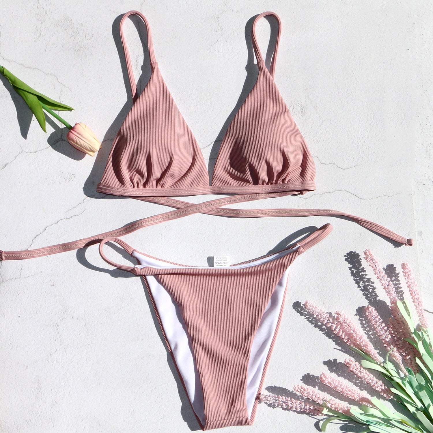 bikinis set swim new 2024 swimwear wire free swimming women swimwear Neon green low waist orange hot bikini swimsuit Beige