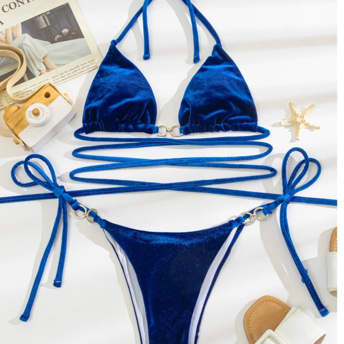 Solid Color Separation System With Sanya Holiday Swimsuit Women's Hot Spring Blue