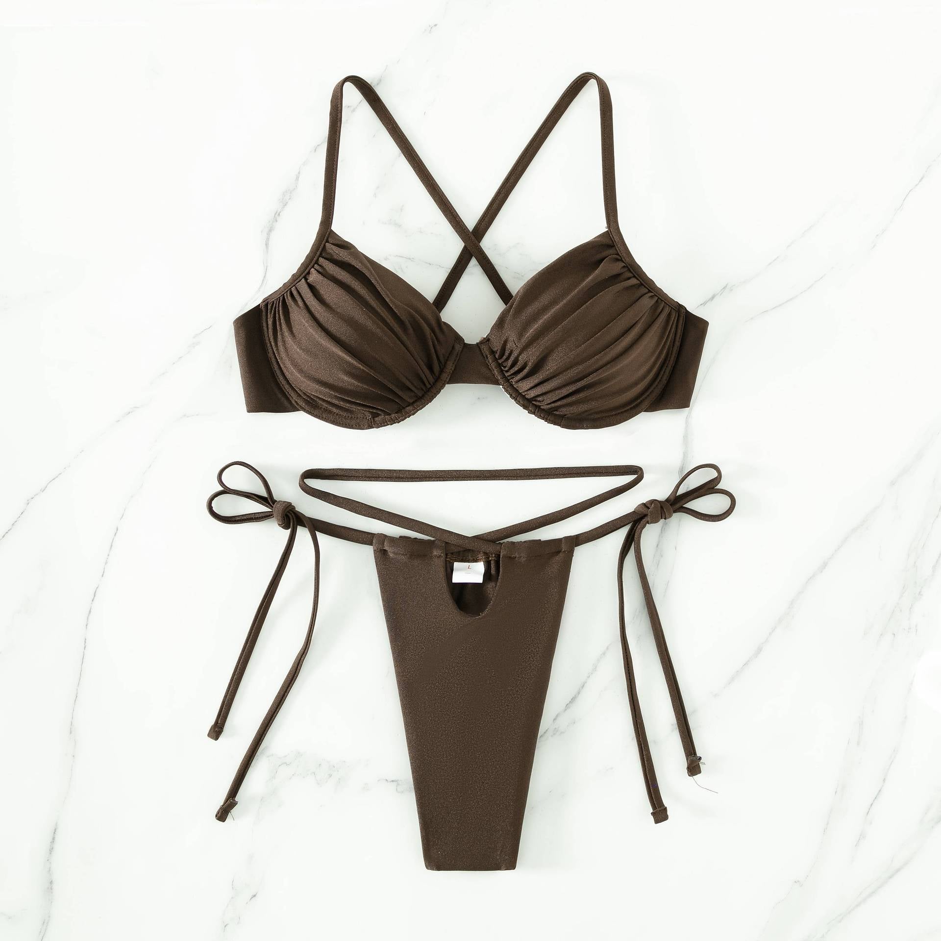 Women's One Piece Swimsuit Solid Color Nylon Coffee