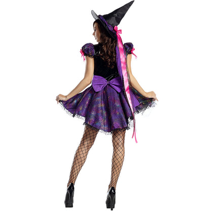 Vêtements de sorcière en toile d'araignée, Costume de magicien magique d'halloween