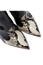Patchwork Python Pattern Boots Pointed Toe Stiletto High Heels Sexy Shallow Slip On Women Luxury Shoes Zapatos De Mujer